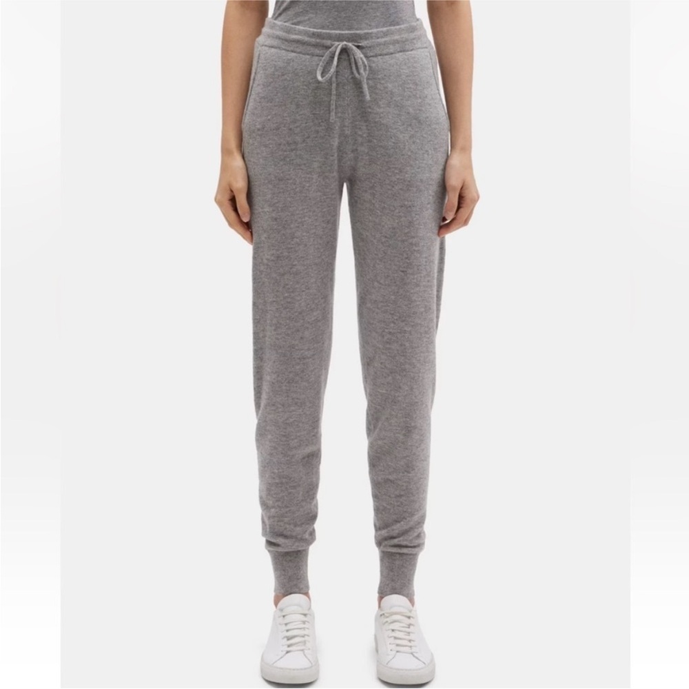 Theory Gray Knit cashmere arleena Drawstring Jogger Pants